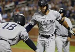 Giancarlo Stanton durante un juego de los Yankees 