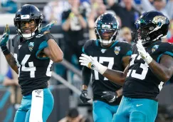 Jaguars festeja un TD en el partido contra Colts