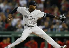 Domingo Germán durante un partido de los Yankees