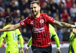 González Pírez celebrando su anotación con Xolos en Copa MX