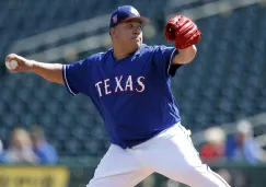 Bartolo Colón en un partido con los Texas Rangers 