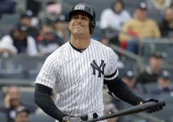 Giancarlo Stanton durante un juego de los Yankees