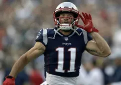 Julian Edelman celebra una anotación con los Patriots 