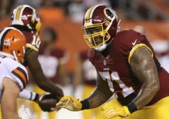 Trent Williams durante un patido con los Redskins