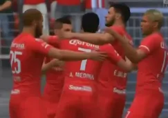 Toluca en festejo de gol