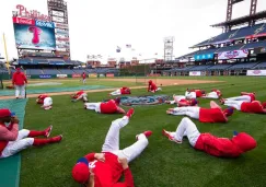 Jugadores de los Phillies en una práctica