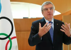 Thomas Bach durante un evento en Suiza