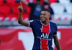 Kylian Mbappé festeja una anotación con el PSG