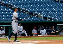 Giancarlo Stanton durante el juego inaugural con Yankees