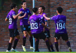 Futbolistas de la Sub 20 de Mazatlán, en festejo de gol