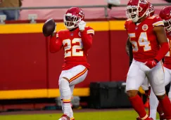 Jugadores de los Chiefs celebran una jugada ante los Pats