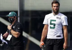 Joe Flacco, en una práctica de los Jets