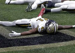 Alvin Kamara tras su última anotación del juego de Saints