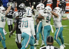 Jugadores de Dolphins tras la victoria