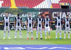 Jugadores de Rayados previo al partido contra Atlas