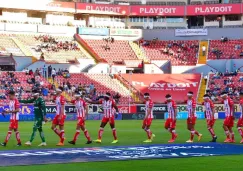 Jugadores del Necaxa previo al duelo ante Pumas