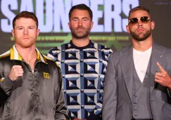 Canelo Álvarez y Billy Joe Saunders en conferencia