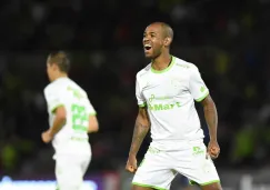 Diego Rolán celebrando su gol ante San Luis