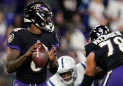 Lamar Jackson en festejo con Baltimore