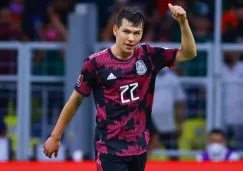 Hirving Lozano en el partido entre México y Honduras