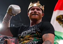 Saúl 'Canelo' Álvarez en festejo tras vencer a Caleb Plant