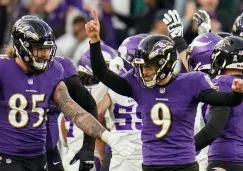 Justin Tucker festeja gol de campo en tiempo extra