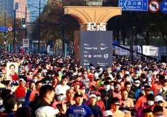 Participantes en maratón de Shanghái