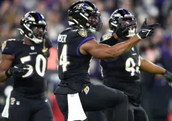 Ravens de Baltimore celebran durante juego