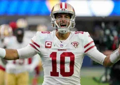 Jimmy Garoppolo durante el juego ante Rams 