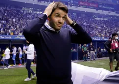 Lacarmón reacciona durante la Ida de los Cuartos de Final ante América