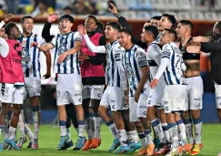 Jugadores de Pachuca celebrando el triunfo sobre América