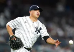 Manny Bañuelos en acción con los Yankees