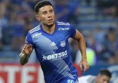 Joao Rojas celebra un gol con Emelec