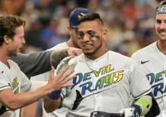 Paredes, junto a sus compañeros de los Rays