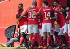 Toluca celebrando un gol