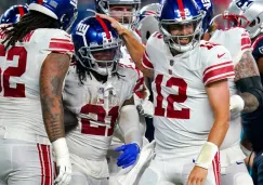 Giants celebra en el Gillette Stadium