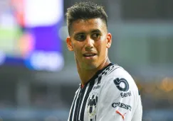 Maxi Meza en un partido de Rayados