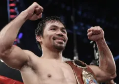 Manny Pacquiao festejando tras una pelea