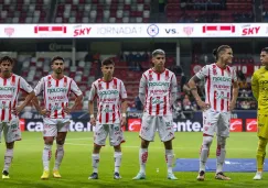 Jugadores de Necaxa en partido vs Cruz Azul