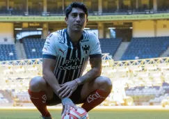 Omar Govea durante su presentación con Rayados