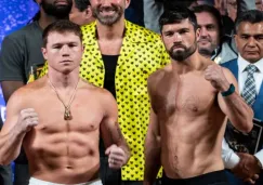 Canelo y Ryder tras la ceremonia de pesaje