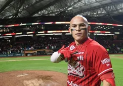 Jesús Fabela luego de una victoria de Diablos en LMB