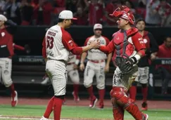 Diablos Rojos luego de vencer a Mariachis en el Harp Helú