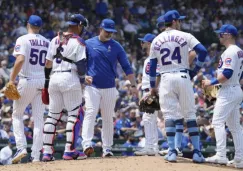 Reunión de los Chicago Cubs en el montículo 