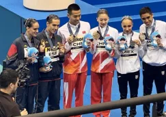 Los mexicanos celebrando la plata en los libres mixtos