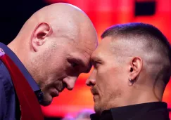 Tyson Fury y Oleksandr Usyk se 'amenazan' en evento de promoción de su pelea