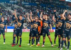 Pumas celebra tras ganar su boleto a la Liguilla, en Pachuca