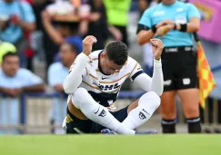 Funes Mori celebra el primer gol en su carrera en el Olímpico