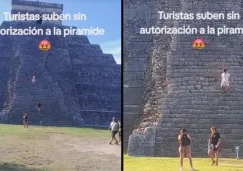 Turistas suben pirámide ignorando la seguridad y avisos de personas