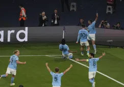 Jugadores del Manchester City celebrando el gol ante Inter